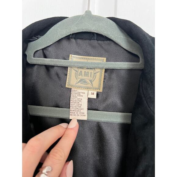 Vintage AMI Black Suede 100% Leather Shacket Jacket - Picture 4 of 5